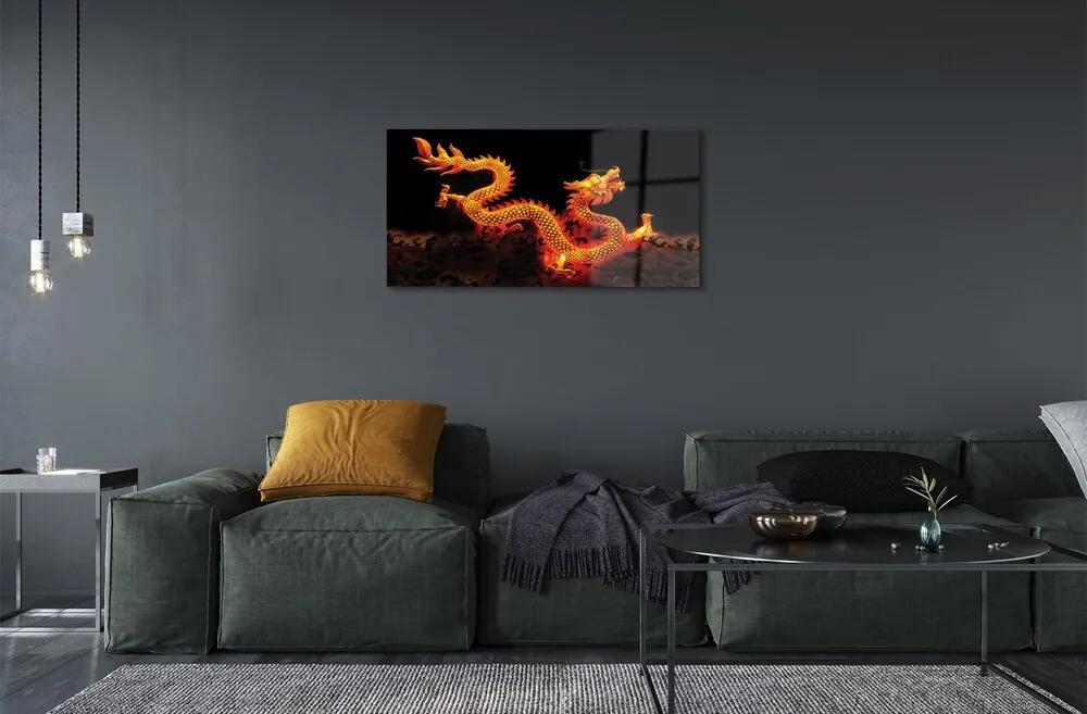 Sklenený obraz Gold dragon 120x60 cm