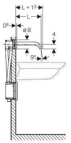 GEBERIT Piave umývadlová armatúra, montáž na stenu, napájaná generátorom, pre podomietkovú funkčnú krabicu, so zmiešavačom, 170 mm, lesklý chróm, 116.266.21.1