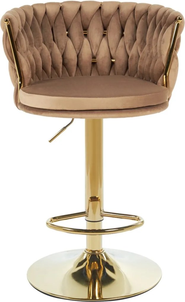 Dekorstudio Barová stolička GLAMOUR TWIST cappuccino (zlatý rám)