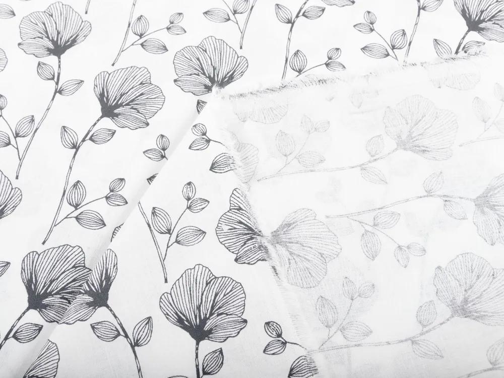 Biante Detský bavlnený záves Sandra SA-264 Tmavo sivé poľné kvety 130x150 cm