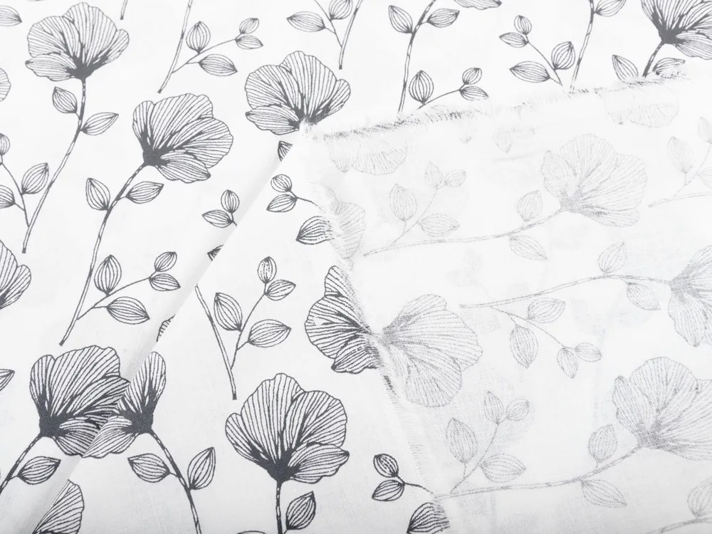 Biante Detský bavlnený záves Sandra SA-264 Tmavo sivé poľné kvety 130x180 cm