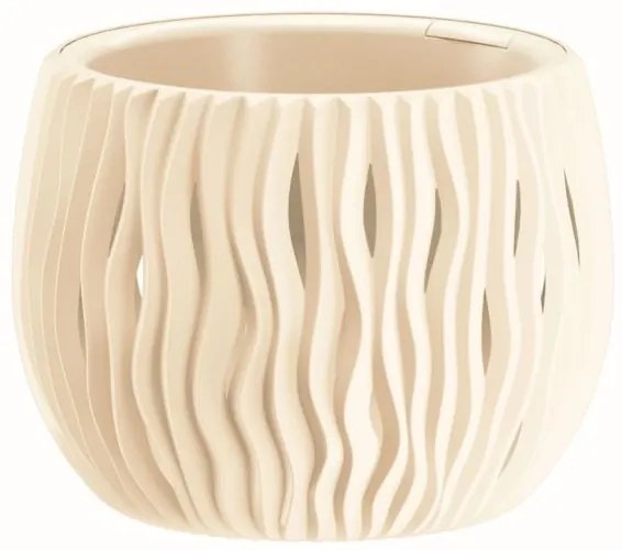 Prosperplast Okrúhly kvetináč Sandy krémový, varianta 18 cm