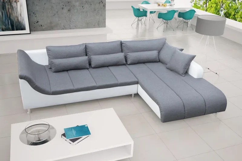 LOFT rohová sedacia súprava, Ľavá, biela/hnedá (soft 17/inari 27)