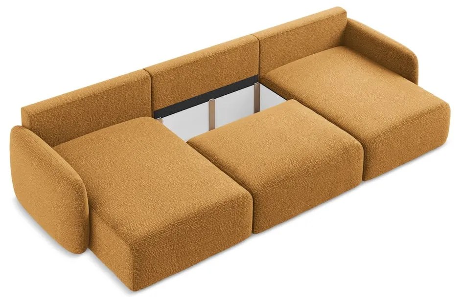 Oranžová rozkladacia/s úložným priestorom rohová pohovka Kalena – Makamii