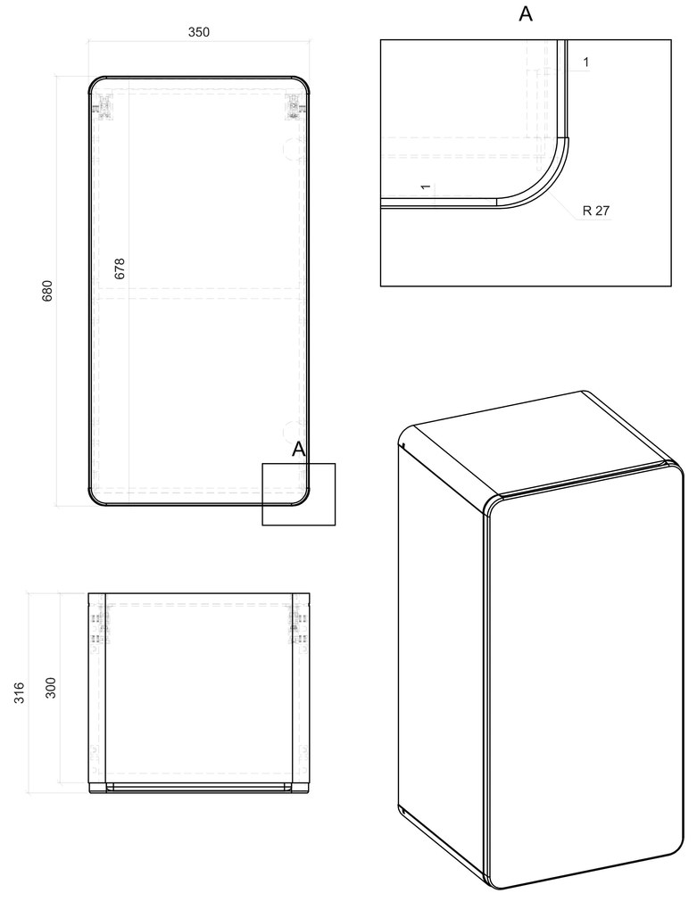 Kúpeľňová závesná skrinka BÁRA cosmos - nízka spodná