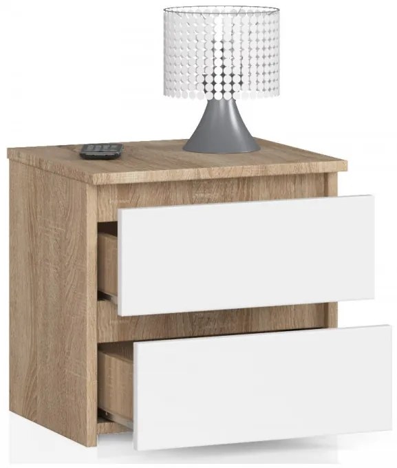 Nočný stolík CL2 2SZ CLP dub sonoma / biely