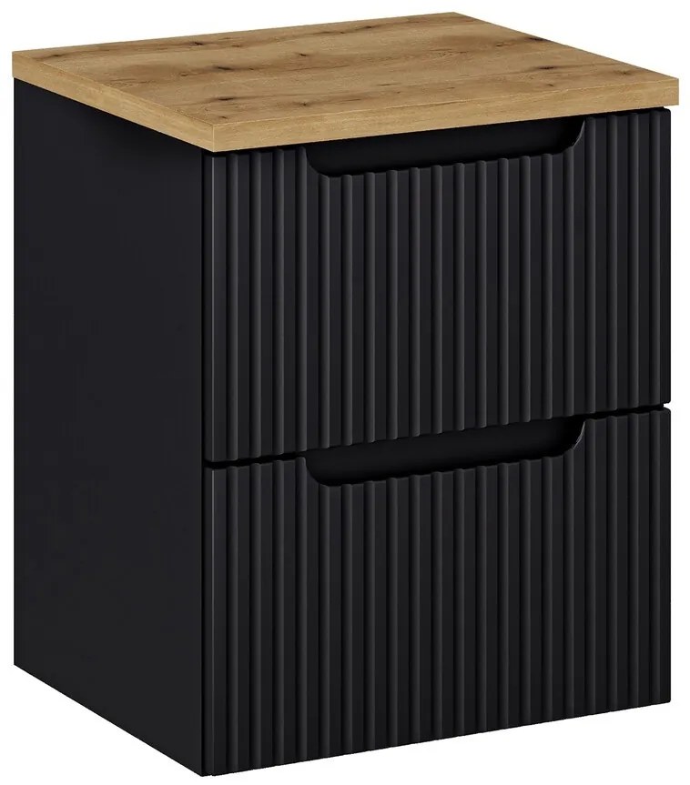Závěsná skříňka Nova Black I s deskou 50 cm černá/dub evoke