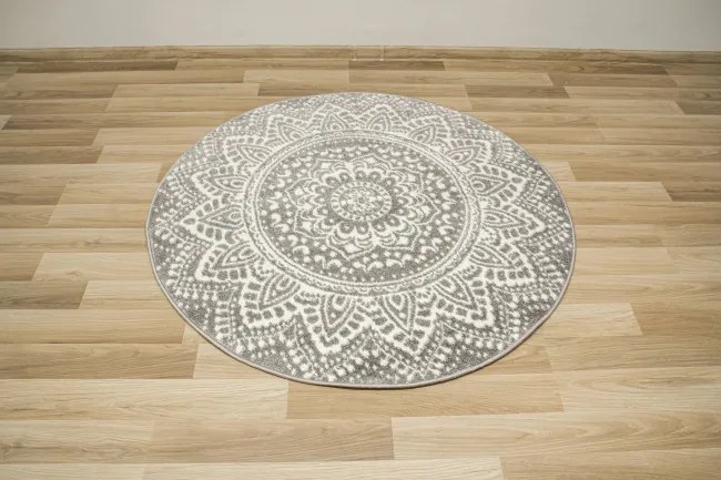 Koberec Lima G757A mandala, krémový / sivý kruh