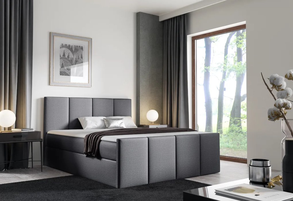 Čalúnená posteľ boxspring LARS + topper, 120x200, madryt 920