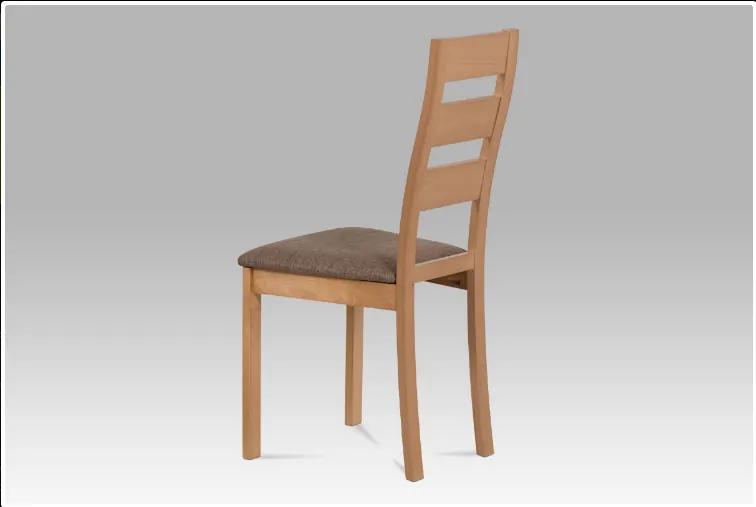Jedálenská drevená stolička LUCE - masív buk, buk, hnedý poťah