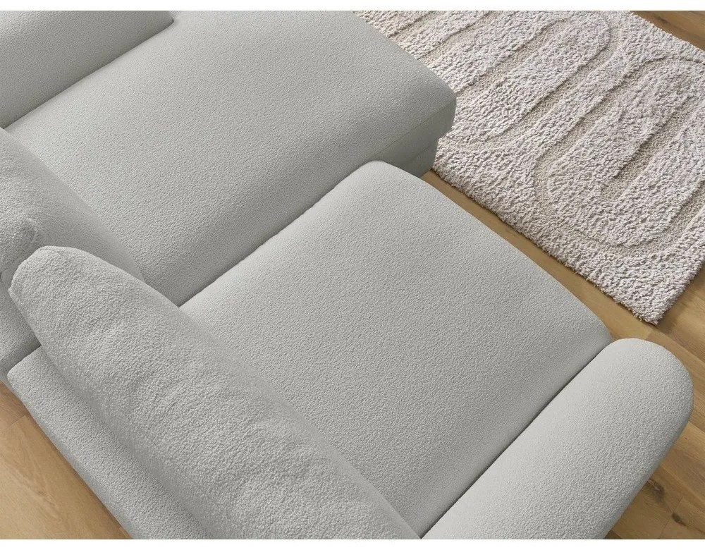 Svetlosivá rohová pohovka z textílie buklé (pravý roh/s leňoškou) Leonore – Bobochic Paris