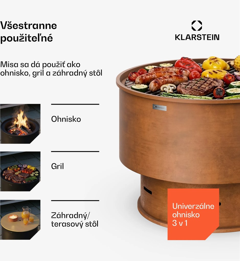 Blumfeldt Pompeji ohnisková misa s grilom | ochrana proti iskram | stabilná | robustná | 60 cm