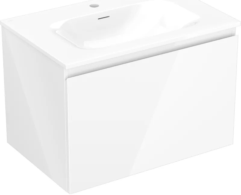 Mexen Orio, kúpeľňová skrinka 70 cm s umývadlom Vela, 1 zásuvka, biela lesklá, 91A10-07047-1-BF00-W23M00