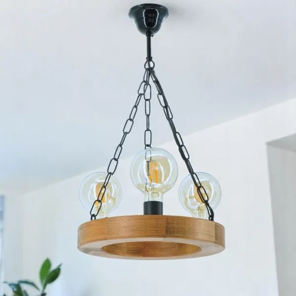 Luster na reťazi IOS 3xE27/60W/230V pr. 30 cm buk