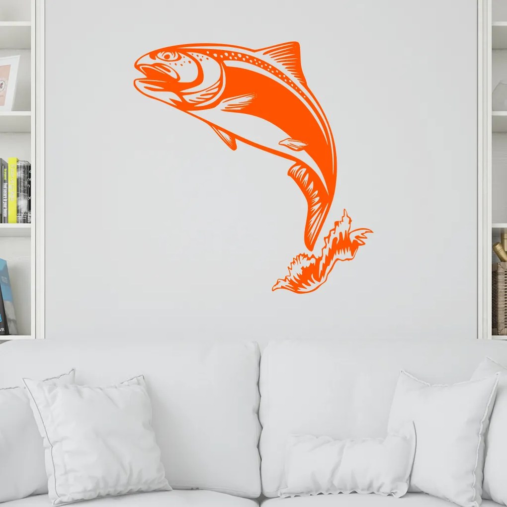 Veselá Stena Samolepka na stenu na stenu Pstruh Farba: černá