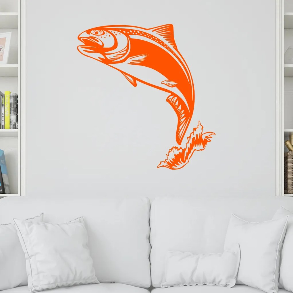 Veselá Stena Samolepka Pstruh Farba: oranžová, Veľkosť: 80 x 85 cm