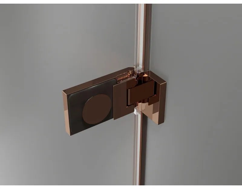 Mexen Lunar-F, L skladacie ľavé sprchové dvere 140 cm, 8mm číre sklo, ružové zlato profil, 836SL-140-050-60-00-L