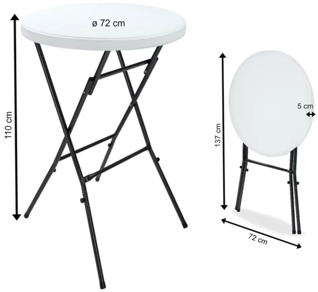 Plastový párty stôl LYDA, Ø72x110cm, biela Casaria