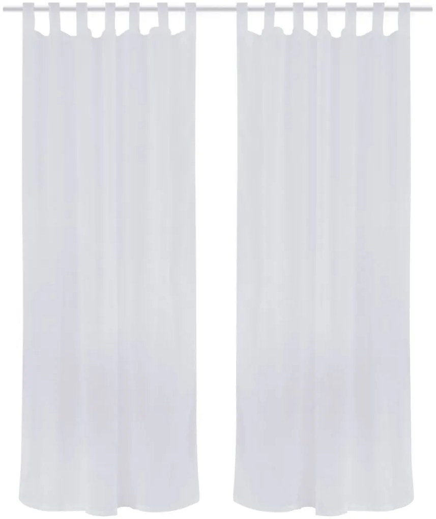 vidaXL 2 záclony ľanového vzhľadu s pútkami, 135 x 245 cm, biele