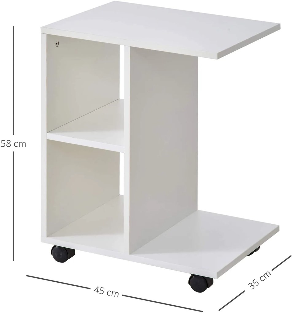 ModernHome Biely stolík na kolieskach - organizér