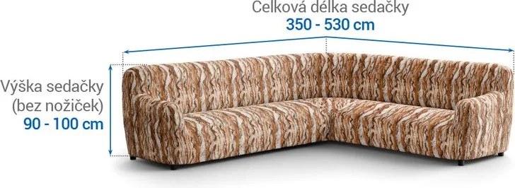 Bielastické poťahy OCEANO NOVÉ tehlové rohová sedačka (š. 350 - 530 cm)