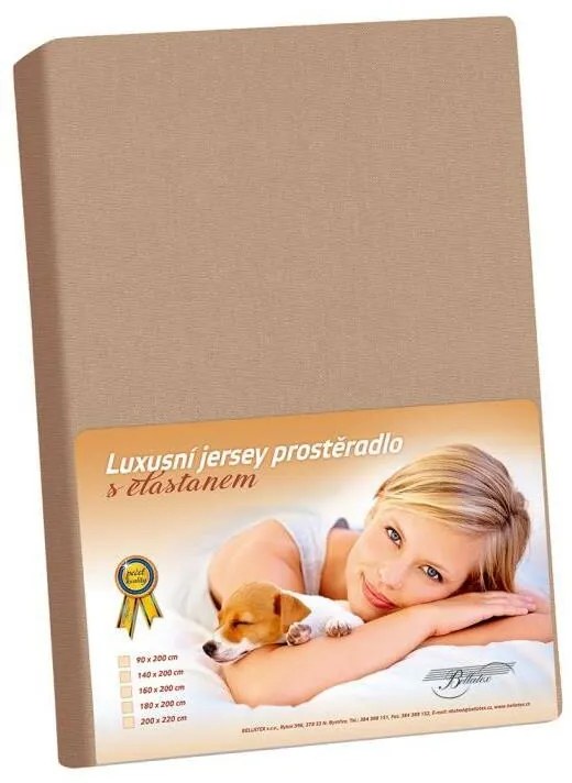 Bellatex Jersey prestieradlo s elastanom kávová, 90 x 200 cm, 90 x 200 cm