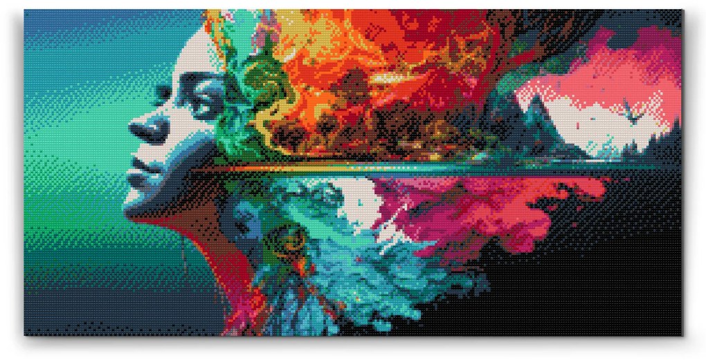 Gario Diamantové maľovanie Hlava plná spomienok Rozmery: 40 x 80 cm, Rámovanie: Iba zrolované plátno, Diamanty: Štvorcové