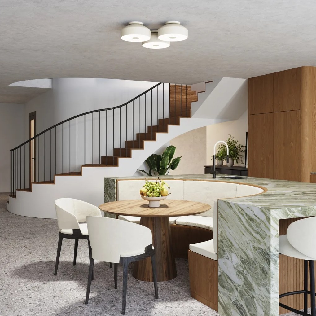 Stropné svietidlo Omiq, 1x béžové kovové tienidlo, (biely plast), (fi 30 cm)