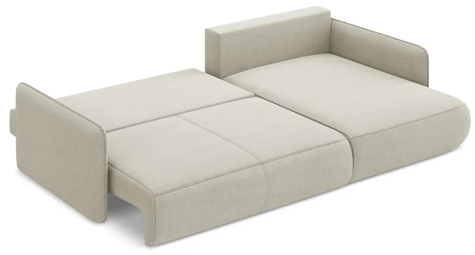 Krémovobiela rozkladacia/s úložným priestorom rohová pohovka (pravý roh) Nanea – Makamii