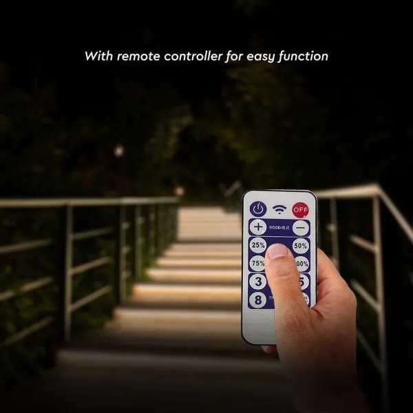 LED Stmievateľný solárny pásik LED/1,2W/3,7V 3000K IP67 5m