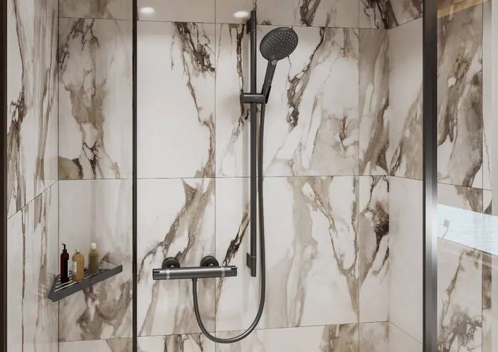 Hansgrohe AddStoris, košík do rohu, kartáčovaný čierny chróm, HAN-41741340
