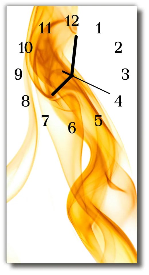 Sklenené hodiny vertikálne Umenie abstrakcia oranžového dymu 30x60 cm