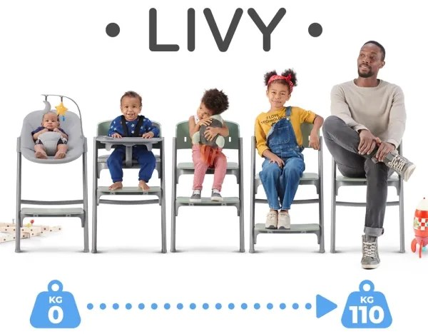 KINDERKRAFT SELECT-Detská jedálenská stolička LIVY Premium Aster pink + ležadlo CALMEE