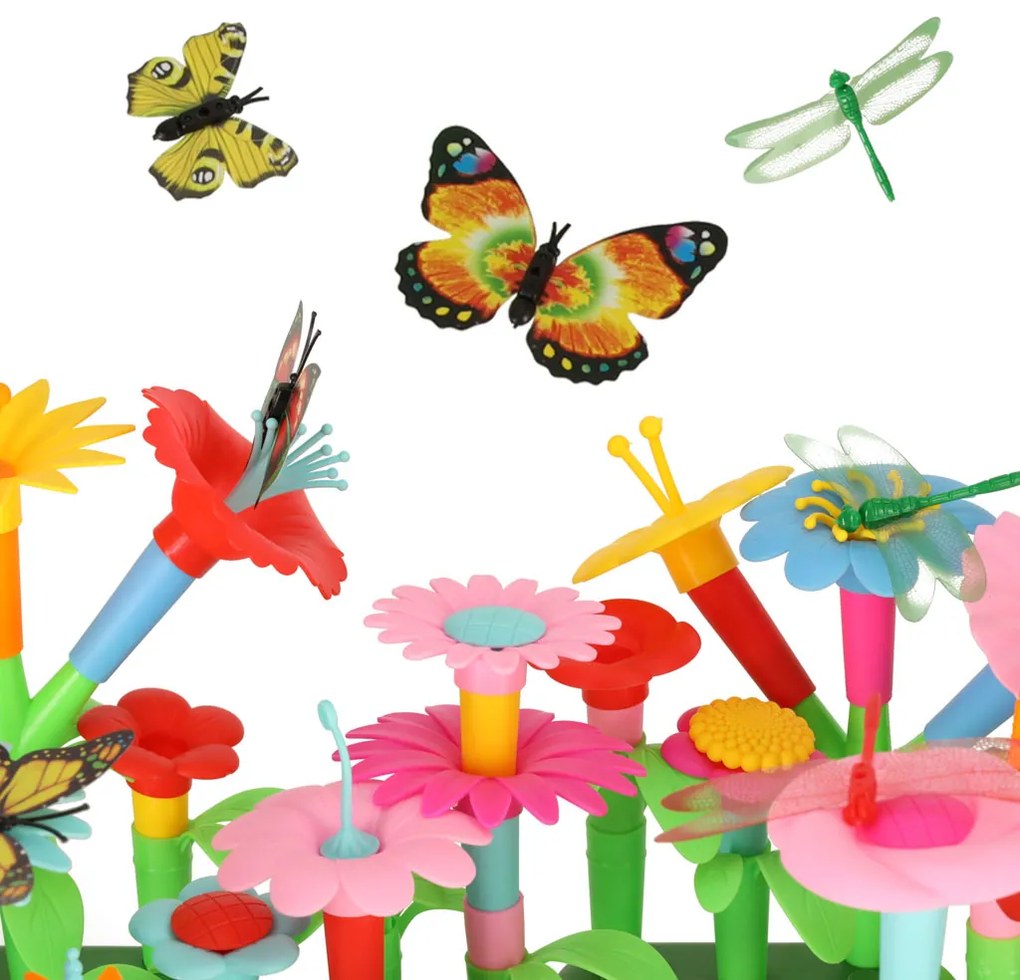 KIK Kreatívne bloky – Kvetinová záhrada 175 dielov, stavebnica pre deti 3+ (váza, kanva)