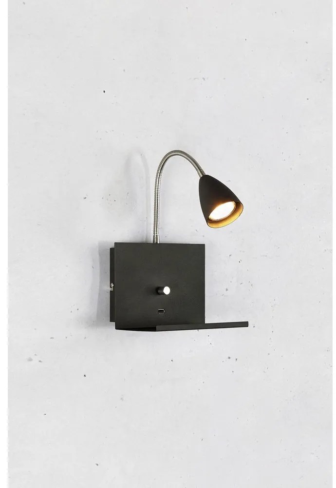 Čierne nástenné svietidlo ø 6,5 cm Logi – Markslöjd