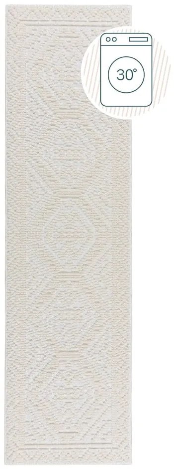 Krémovobiely umývateľný behúň zo ženilky 60x240 cm Jaipur – Flair Rugs
