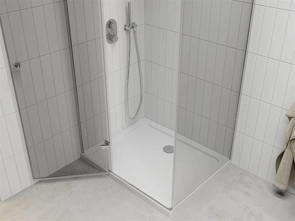 Mexen Roma, sprchovací kút 110 (dvere) x 80 (stena) cm, 6mm číre sklo, chrómový profil + slim sprchová vanička 5cm, 854-110-080-01-00-4010