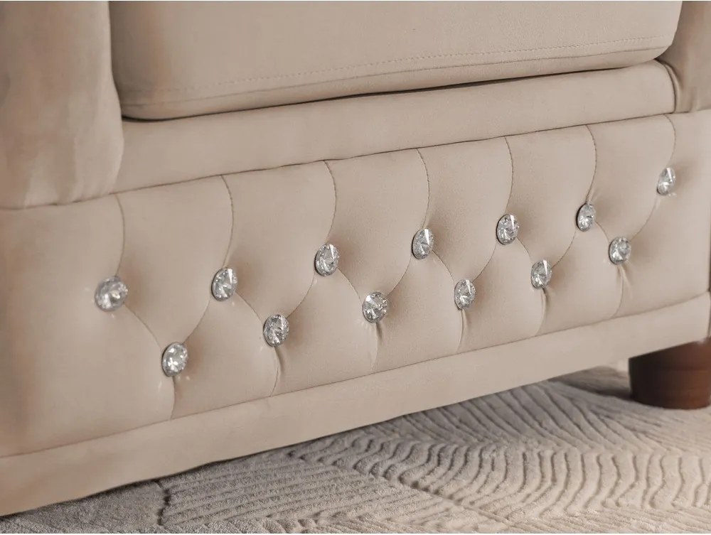 Béžová zamatová rozkladacia rohová pohovka (ľavý roh/do L) York Blik – Ropez