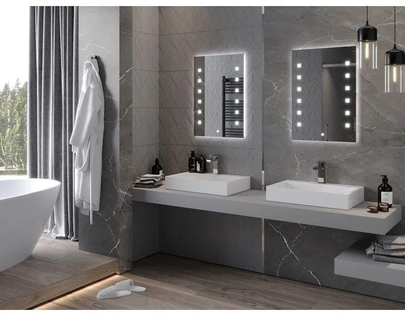 Mexen Ner, LED kúpeľňové zrkadlo s podsvietením 50x70 cm, 6000K, ochrana proti zahmlievaniu, 9809-050-070-611-00