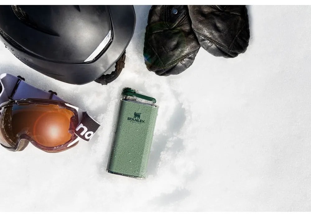 Zelená ploskačka z nehrdzavejúcej ocele 230 ml Easy-Fill Wide Mouth Flask Hammer Tone Green – Stanley