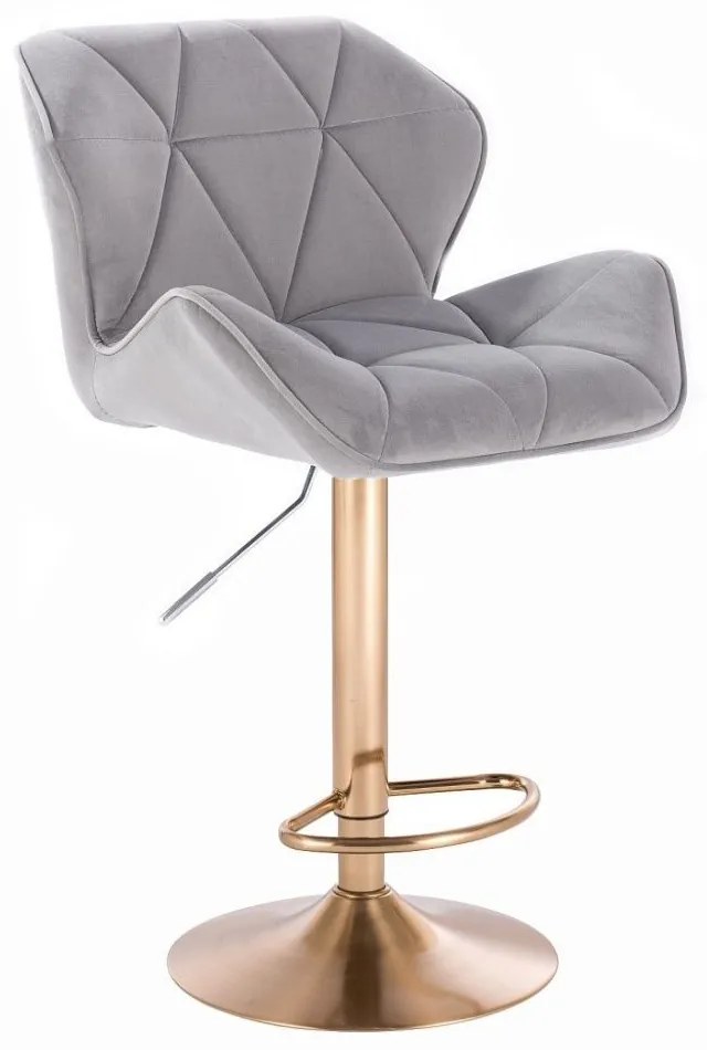 LuxuryForm DESIGN Barová stolička MILANO VELUR na zlatom tanieri - svetlo šedá