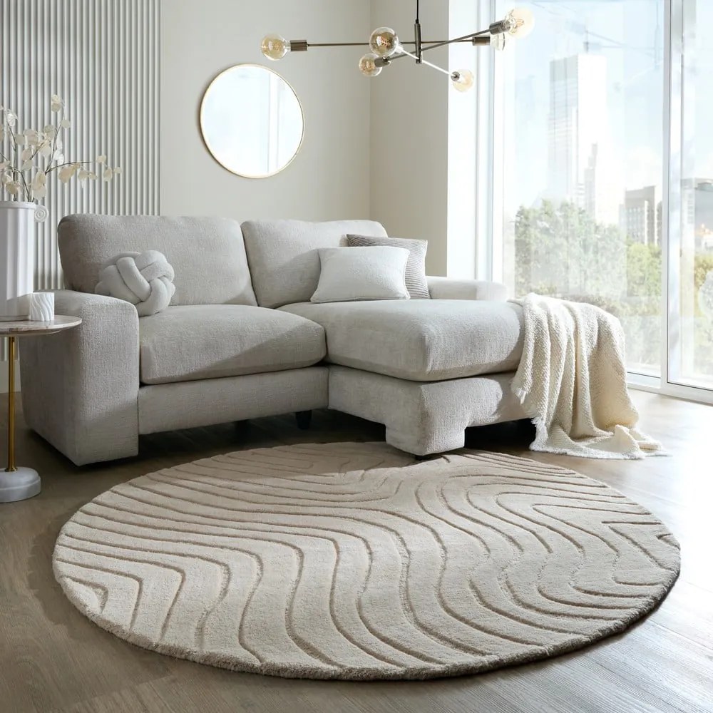 Krémový ručne tkaný vlnený okrúhly koberec ø 160 cm Mesmerise Natural – Flair Rugs