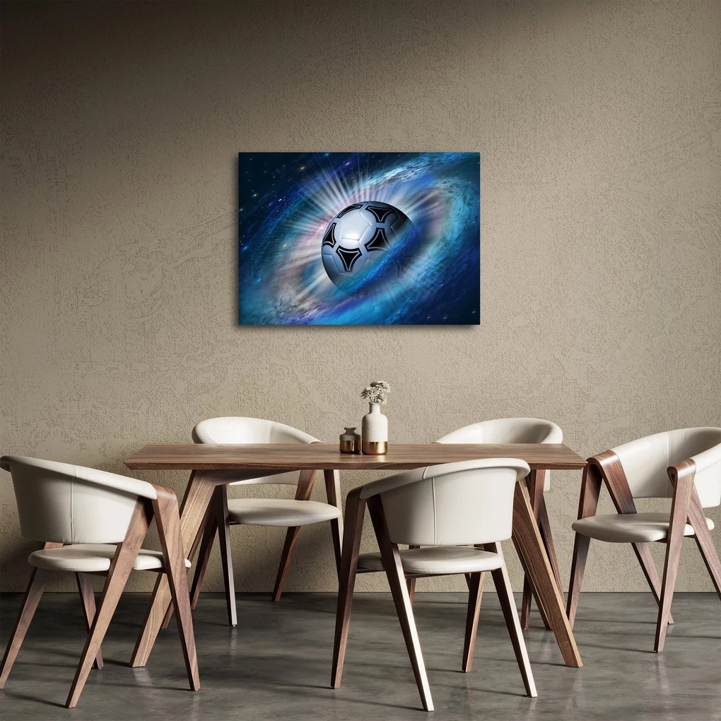 Obraz - Futbalová lopta vo vesmíre (70x50 cm)