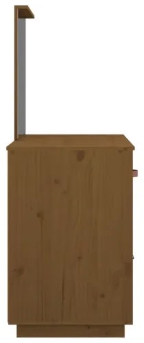 vidaXL Toaletný stolík hnedý 95x50x134 cm masívne borovicové drevo-