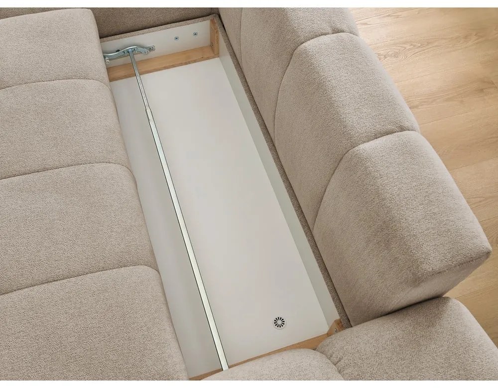 Taupe ženilková rozkladacia/s úložným priestorom rohová pohovka (ľavý roh/s leňoškou) Everest – Bobochic Paris