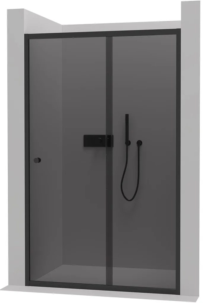Cerano Varone, posuvné sprchové posuvné dvere 90x195 cm, 6mm šedé sklo, čierny profil, CER-CER-429523