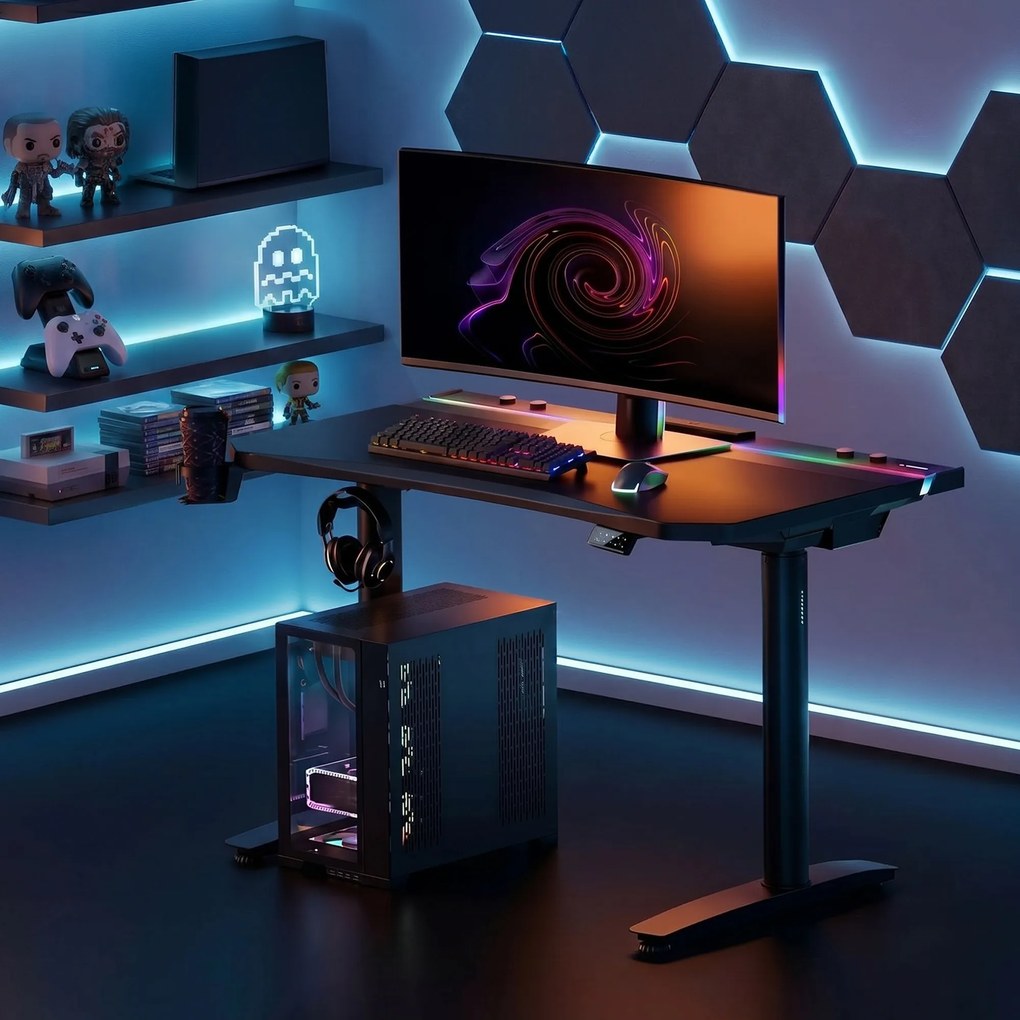 Elektrický herný stôl RGB s držiakmi, čierny, 140 cm: Diablo X-Forge 1400