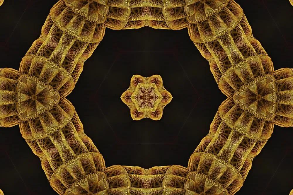 Samolepiaca tapeta zaujímavá zlatá Mandala - 225x150