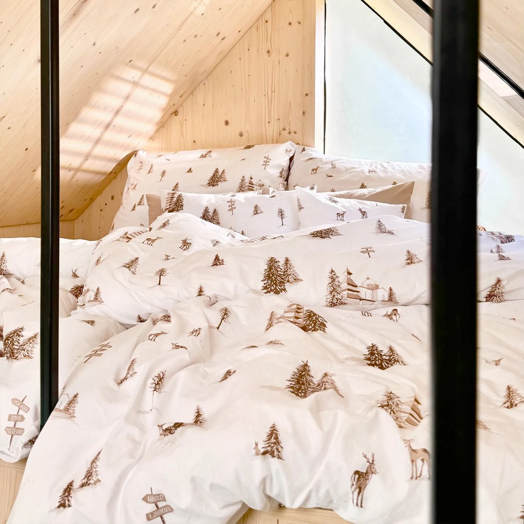 Goldea bavlnené posteľné obliečky - beskydy 200 x 200 a 2ks 70 x 90 cm