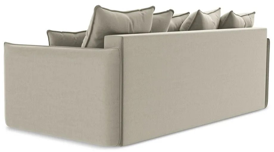 Béžová zamatová rozkladacia/s úložným priestorom pohovka 225 cm Hula – Makamii